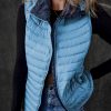 Women's Sky Blue Plush Collared Quilted Zipped Puffer Vest for Winter Style - Image 9