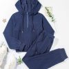 Women's Navy Blue Ribbed Knit Cropped Hoodie and Joggers Set - Image 13