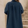 Women's Blue Contrast Flap Pocket Teddy Coat - Stylish & Cozy Winter Outerwear - Image 2