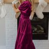 Women's Red Dahlia Velvet Tiered Maxi Dress with Short Sleeves - Image 3