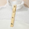 Women's Cozy Beige Fleece Colorblock Trim Sweatshirt with Buttons and Pocket - Image 10