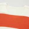 Women's Orange Stripe Color Block Drop Shoulder Bubble Sleeve Sweater - Image 11