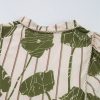 Women's Guacamole Green Floral Striped Puff Sleeve Dress with Contrast Piping - Image 12