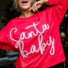 Women's Fiery Red Santa Baby Tinsel Graphic Oversize Sweatshirt - Image 12