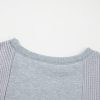 Women's Light Grey Waffle Patchwork Long Sleeve Pullover Top - Image 12