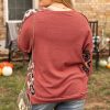 Plus Size Women's Redwood Burl Aztec Patchwork Drop Shoulder Sweatshirt - Image 2