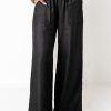 Women's High Waist Wide Leg Jeans with Ruffles and Side Pockets - Black - Image 7