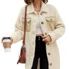 Women's Beige Contrast Flap Pocket Single Breasted Teddy Coat for Winter - Image 27