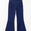 Women's Dusk Blue High Waist Flare Jeans with Crossed Waist - Image 9