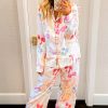 Women's White Satin Pajama Set with Bolero Lapel and Bow Print - Image 5