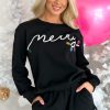 Women's Black Sequin Merry Graphic Pullover and Shorts Outfit - Image 4