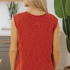 Women's Orange Solid Color Split V Neck Short Sleeve Sweater - Casual Chic - Image 2