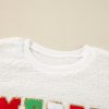 Women's White Christmas MERRY & Bright Chenille Graphic Sherpa Sweatshirt - Image 6