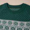 Women's Plus Size Green Christmas Snowflake Pattern Drop Shoulder Sweater - Image 7