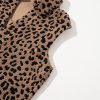 Women's Khaki Leopard Print V Neck Sleeveless Collared Mini Dress with Pockets - Image 10