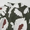 Women's Four Leaf Clover Abstract Floral Print Puff Sleeve Blouse - Elegant Half Button Design - Image 8