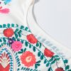 Women's White Boho Floral Print Ruffle Trim Blouse - Short Sleeve Round Neck - Image 8