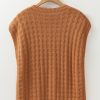 Women's Camel Round Neck Textured Knit Sweater Vest for Casual and Formal Wear - Image 7