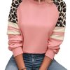 Women's Peach Blossom Leopard Print Colorblock Sweatshirt - Image 2