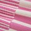 Women's Pink Stripe Patchwork Textured Short Sleeve High Low Loose Top - Image 13