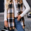 Women's Straw Yellow Retro Plaid Button-Up Collared Vest for Chic Casual Style - Image 5