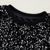 Women's Black Sequined Long Sleeve Crew Neck Cropped Blouse - Image 11