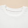 Women's White Eyelet Pattern Short Sleeve Ribbed Top - Trendy Patchwork Design - Image 9