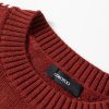 Women's Red Dahlia Color Contrast Trim Drop Shoulder Crew Neck Sweater - Image 14