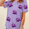 Women's Wisteria Sequin Balloon Puppy Graphic Mardi Gras Tee - Image 5