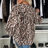 Women's Jet Stream Oversized Leopard Print Balloon Sleeve Casual Shirt - Image 3