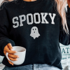 Women's Spooky Black Crew Neck Halloween Ghost Print Sweatshirt - Image 2