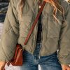 Women's Jungle Green Quilted Puffer Jacket with Teddy Collar and Flap Pockets - Image 7