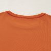 Plus Size Orange Textured Knit Color Block Long Sleeve Top with Chest Pocket - Image 10