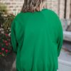 Plus Size Women's Bright Green Exposed Seam Drop Shoulder Sweatshirt - Image 3