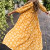 Yellow Flower Print Maxi Dress with Button Detailing and Collared Neckline - Image 7