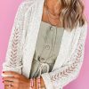 Women's Plus Size White Eyelet Knit Open Front Cardigan - Image 11