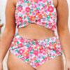 Rose Plus Size Floral Print Twisted High Waist Bikini Set for Women - Image 10