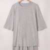 Women's Gray Solid Color 2-Piece Shorts Set - Casual Loose Tee and High Waist Shorts - Image 6