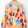 Women's Khaki Multicolor Leopard Printed Drop Shoulder Pullover Sweatshirt - Image 6