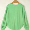 Women's Blue Colorblock Striped Drop Shoulder Long Sleeve Top - Image 3