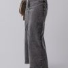 Women's Dark Grey Denim Raw Hem Back Split High Waist Long Skirt - Image 3