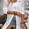 Women's White Crochet Hollow Out Open Front Cardigan - Image 2