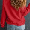 Women's Red Silver Christmas Tree Printed Drop Shoulder Sweatshirt - Image 5