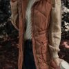 Women's Coffee Quilted Longline Puffer Vest with Stand Collar - Image 6