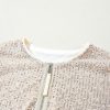 Women's Apricot Sequin Zip-Up Long Sleeve Round Neck Jacket - Image 8