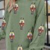 Women's Grass Green Christmas Nutcracker Graphic Corded Pullover Sweatshirt - Image 7