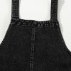 Women's Black Distressed Wide Leg Denim Overall with Bib Pocket - Image 10