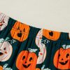 Women's Orange Halloween Pattern Short Sleeve Pajama Lounge Set - Image 12