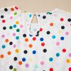 Women's White Colorful Polka Dot Short Sleeve Tiered Ruffled Babydoll Blouse - Image 19