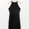 Women's Black Racerback Ribbed Knit Drawstring Bodycon Dress - Sporty & Stylish - Image 8